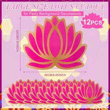 Large Diwali Lotus Paper Decor, Pink & Gold Lotus Shaped Paper Ornament, 12pcs/24pcs/48pcs Optional, Festival Party Background Wall And Tabletop Decoration, Suitable For Diwali Celebration - A - View 10