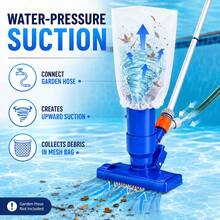 Hose-Style Pool Vacuum, Portable Jet Vacuum With 126cm Extendable Pole, Easy Assembly, No Electricity Required, Suitable For Above-Ground Pools, Spas, Fish Ponds, Can Clean Leaves, Dirt, Algae - Upgraded Version - View 6