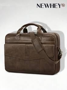 NEWHEY Men's Messenger Bag, 16-Inch Laptop Bag, PU Leather Briefcase, Vintage, Large Capacity Organizer, Work Business Travel, Professional Anti-Theft - Multicolor - View 2