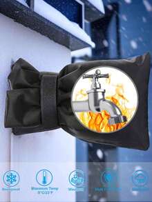 1pc Black Outdoor Faucet Winter Pipe Protection Cover (Waterproof & Anti-Freeze), Reflective & Reusable, Suitable For Outdoor Patio, Home Faucet Protection, Garden & Outdoor Gardening Accessories And Tools, Applicable To Outdoor Hose Faucet, Winter Insulation Essential - A - View 3