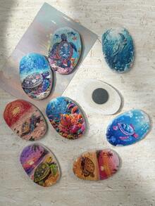 1pc Random Pattern Realistic Stone Texture Resin Material Ocean Sea Turtle Design Creative Fridge Magnet, Suitable For Home Decor, Refrigerator Magnet And Travel Beach Cultural Creative, Personalized Holiday Birthday Gift - Ocean Fridge Magnet - View 7