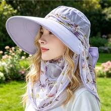 1Pc Women's Summer Sun Hat, Wide-Brim UV-Proof, Hats, Cap, Full-Face & Neck Coverage, For Daily, Park, Outdoor, Hiking & Vacations - Multicolor - View 11