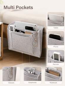 Minimalist Modern Hanging Storage Bag, Multi-Pocket Open Design, Can Be Hung By Bedside Or Sofa, Suitable For Bedside, Sofa, Table Side, Can Store Remote Control, Magazines, Household Items And More - Multicolor - View 9