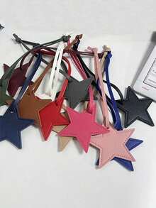 1pc Personalized Name Or Letter Star-Shaped PU Leather Women's Luggage Bag Charm, Custom Letter Pentagram Bag Pendant Gift - Multicolor - View 7