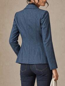 Elegant Casual Loose Fit New Style Blazer, Single-Breasted Button Commuter Multi-Function Jacket - Navy Blue - View 3