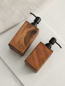 1/3PCS Walnut Wood Soap Dispenser And Replacement Pump Options, Refillable Lotion Bottles For Bathroom Vanity Or Kitchen Sink, Set Option With 2 Round Bottles And Base, Pump-Only Replacement Option, Christmas And Saudi National Day Home Gift Idea - Multi-color - View 7