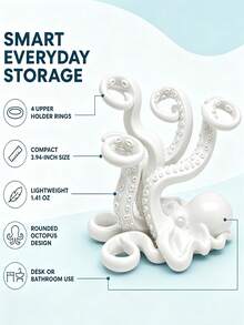 Mini Cute Octopus Creative Fun Toothbrush Holder, Toothbrush Cup, Desktop Storage Rack, Can Hold Toothbrush, Toothpaste, Flower Pot, Vase, Vanity Decor, Bathroom Supplies. Warm Home Bathroom Decor Autumn Decor Back To School Season - Multicolor - View 6