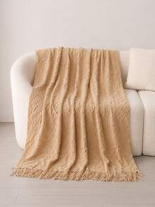 1pc Retro Diamond Grid Textured Knit Throw Blanket, Soft & Comfortable For All Seasons, Suitable For Sofa, Bed, Travel, Home Decor - Mixed Geometric Pattern, Acrylic Fabric - Multicolor - View 7