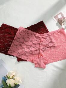 5pcs/Pack Plus Size Women's Fashion Floral Lace Panties - Multicolor - View 3