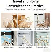 1/2pcs Multi-Hook Foldable Clothes Hanger, Space-Saving Clothing Storage Rack, Portable Hook Design, Travel Essential, Suitable For Hotel, RV, Cruise Ship, Dorm, Closet, Small Bedroom And Other Places - View 5
