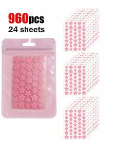 24/12/6/1pc Of Pentagram Holiday Party Stickers, Star Stickers, Decorative Stickers, Makeup And Decoration Accessories, Suitable For Parties, Party Face Decoration Stickers, - Pink - View 1