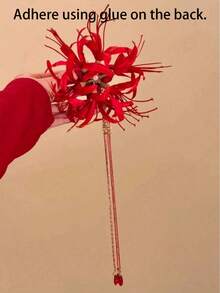 1pc Vintage Palace Style Universe Flower Long Tassel Faux Hair Clip, Suitable For Women's Daily, Date, Party Wear (Adhere Using Glue On The Back) - Multicolor - View 2