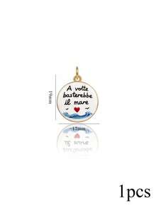 1pc 18K Gold Plated Stainless Steel Heart & Round Pendant With Italian Proverb Letter, DIY Bracelet Or Necklace Handmade Kit, Gift - Pendants - View 12