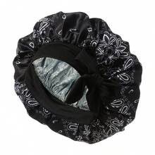 Wide Brim Extra Large Satin Round Bonnet With Tie Strap, Printed Hot Style Beauty Hair Care Fashion Versatile Hair Cap - Large Tie-back Sleeping Cap - View 6