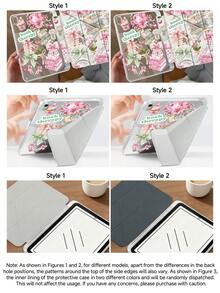Kingsung Reading Healing 拼貼圖案 Y 型折疊壓克力平板保護殼，相容 Tablet/Mini6/7/9.7/10.2/10.5/10.9/12.9/Pro 11、第 10 代，支援多角度調節、6 種支架位置、內建筆槽、防摔保護、自動喚醒/睡眠，相容 Kindle Paperwhite 第 12 代 2024、Kindle 第 11 代 2022、Clara Colour - 彩色 - 查看 8