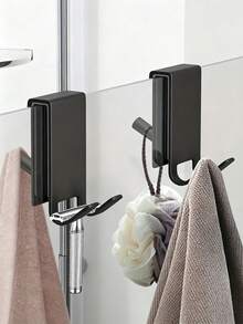 Clamp-On No Drill Bathroom Glass Door Hook, Over-Glass Shower Hanger, Multi-Purpose Shower Partition Hook For Hanging Razor, Towel, Bath Sponge, Sturdy Space Saving, Easy Install, No Damage, Adjustable Clamp For Frameless Shower Door - Multicolor - View 5