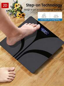1pc Fashion Black Bathroom Scale With Easy-To-Read LCD Display, Modern Elegant Design, AAA Battery Powered (Batteries Not Included) - A - View 2