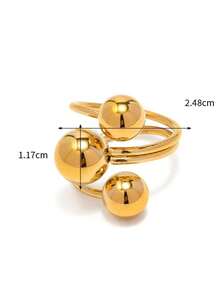 1pc Fashion Asymmetrical Adjustable Exaggerated Three-Ball Open Ring, Luxury High-End Finger Ring - Three-ball Open Ring - View 7