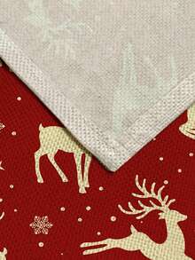 1pc Christmas Series Pattern Printed Table Runner, 4pcs Christmas Pattern Printed Placemats, Suitable For Holiday, Party, Birthday, Dinner, Kitchen Dining Table Decoration, All-Season Room Decor, Home Textile Decoration Table Runner - Multicolor - View 2