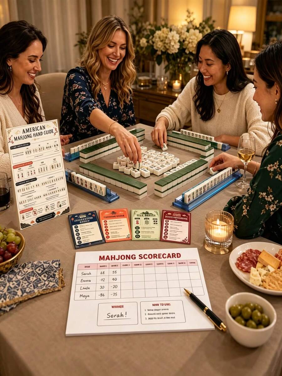 American Mahjong Beginner Reference, Mahjong Manual With Scorecard And 4 Quick Reference Cards, Easy-To-Read Mahjong Learning Aid, Suitable For Adults, Seniors, Game Night, Charleston, Tile Basics And Scoring - Multicolor - View 1