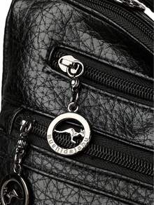 Fashion PU Leather Luxury Multi-Pocket Handbags High Quality Women's Bag Flower Embroidery Design Ladies Crossbody Shoulder Bags - Black - View 4