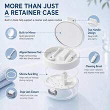 1pc 3-In-1 Dental Orthodontic Storage Box With Mirror And Cleaning Brush, Braces And Retainer Soaking Case, Orthodontic Soaking Tray With Filter Basket, Convenient For Travel And Daily Care - Multicolor - View 5