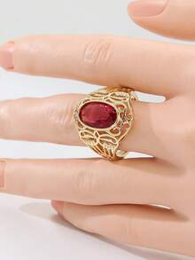 Vintage Luxury Gold Hollow Ring, Jewelry Accessory For Women To Wear At Holiday Parties - Gold - View 2