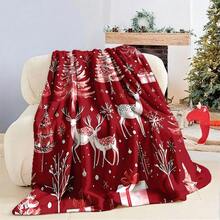 1pc Personalized Christmas Deer & Snowflake Design Blanket - Comfortable & Warm Digital Printed Knitted Blanket, Suitable For Napping, Sofa, Office, Camping, Multi-Purpose Gift, Suitable For All Seasons - Multicolor - View 4