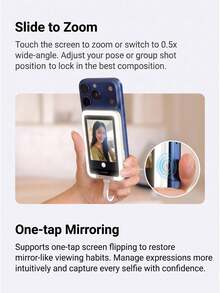 Insta360 Rear-Facing Selfie Display For Smartphone, Touchscreen Screen Mirroring Selfie Camera, Ultra-Thin And Portable, Compatible With IPhone And Android, Perfect For Selfies And Photos, Magnetic Attachment - White - View 11