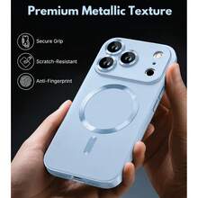 Magnetic Luxury Matte Wireless Charging Case Compatible With IPhone 18 Pro Max 17 16 15 14 13 12 11 Plus 16e 17e Glass Lens Protection Soft Cover - Far Peak Blue - View 4