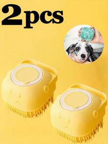 1pc/2pcs, Pet Bath Brush, Cat Bath Brush, Dog Bath Brush; Soft Silicone Brush Head Can Quickly Rub Out Rich Foam From Pet Shampoo, Deeply Clean Pores, Save Amount And Time; Dense Bumps Design Of Brush Head Can Effectively Comb Hair And Remove Dead Hair And Dust While Bathing, Reduce Shedding Trouble; Silicone Material Can Be Rinsed Clean, No Hair Residue, Quick Drainage, Not Easy To Breed Bacteria; Suitable For New Pet Owners Who Are Worried About Difficulty Of Pet Bathing And Need A Bathing Tool To Reduce Operational Difficulty - Multicolor - View 14