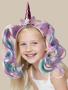 1pc Children's New Unicorn Headband Hair Accessory, Cute Cartoon Headpiece, Suitable For Daily Casual Wear, School Performance, Party - Multicolor - View 4