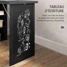 Opklapbaar computerbureau met boekenkast, werkblad, schoolbord en verstelbare plank, 98x51x153 cm, zwart - A - Bekijken 8