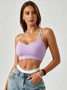 Runway Rest 3pcs Bra Olahraga dengan Tali Huruf untuk Wanita, Cocok untuk Yoga, Lari, dan Olahraga - MultiWarna - View 3