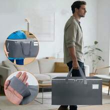 1 buah Tas Penyimpanan Genggam Kapasitas Besar, Tas Penyimpanan Pakaian 93L dengan Pegangan yang Diperkuat, Tas Pindahan Lipat Tahan Air Cocok untuk Pakaian, Selimut, Duvet, dan Pindahan, Tas Penyimpanan Besar untuk Luar Ruangan - Grey - View 5