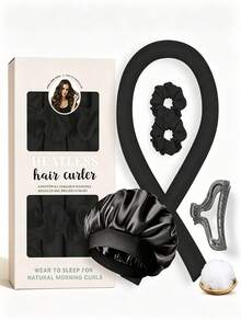 Heatless Curling Set, Create Natural Wavy Curls Overnight Without Heat Damage. Includes Satin Sleep Cap, Hair Bands And Hair Clips. Soft And Silky Texture, Easy To Use During Sleep. Suitable For Home And Travel, Get Charming Curls Every Morning. - Multicolor - View 11