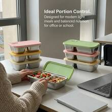 Stainless Steel Bento Box, Adult Lunch Box, Microwavable Meal Prep Containers With Dividers, Pink Metal Snack Containers With Lids, Stackable Travel Food Containers, Leak-Proof School Student Bento Snack Box With Bear Strap - Multicolor - View 8