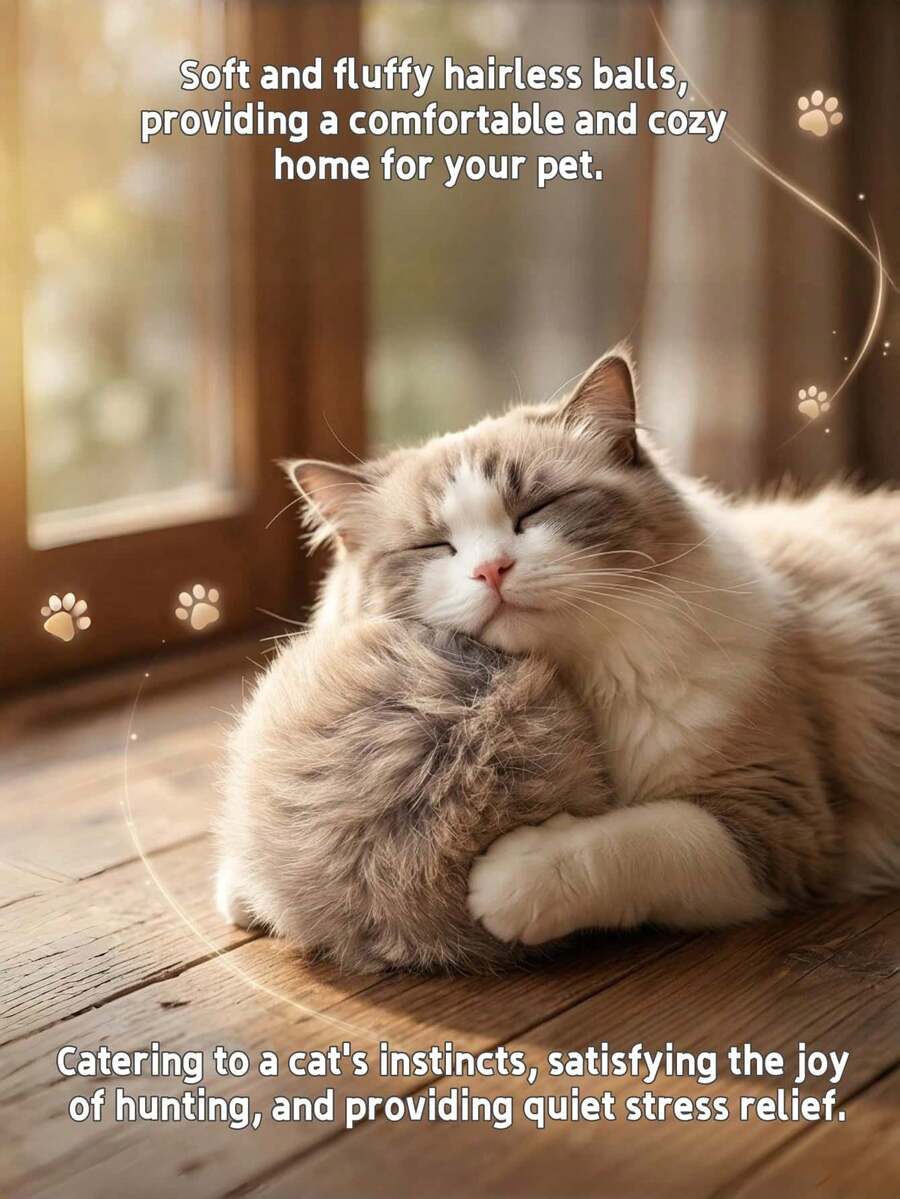 2pcs Rabbit‑Fur Cat Toy Ball, Self‑Entertaining Plush Cat Teaser Ball For Cats To Relieve Boredom, Scratch‑Resistant, Teething‑Resistant And Bite‑Resistant Pet Cat Scratching Ball - Multicolor - View 1