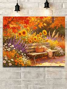 Adult Digital Oil Painting, Autumn Park Landscape DIY Acrylic Oil Painting Kit, Canvas Material Includes Drawing Tools, Adult Digital Oil Painting Set, Home Decor Painting. - Sets - View 2
