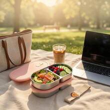 304 Stainless Steel Lunch Box, Reusable Leak Proof Bento Box, PortableLunch Container, Fruit Salad Food Storage Container, Dishwasher & Microwave Allowable, Suitable For Student And Adult Use In School, Office, Picnic, Travel, Back To School - Multicolor - View 4
