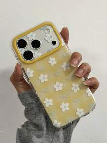 Ins Style Yellow Plaid Bow & Floral Phone Case, Compatible With IPhone 17 Pro Max, Apple 17, 15 Pro, 16 Pro Max, Women's Soft Matte Anti-Drop Protective Shell, 17 Pro Daisy Design - Yellow - View 5