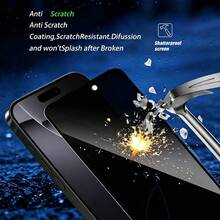 CASECOPS 5Pcs SilkScreen Anti-Spy Tempered Glass Screen Protector Compatible With IPhone 18 Pro/18 Pro Max/17/16/15/14/13/12/11 Pro Max/XR/X/XS Max And Other Series, 9H+ Hardness Tempered Glass, Full Coverage, Anti-Fingerprint, Anti-Scratch, Front HD Display, Side Privacy Protection, Full Protection, No Case Lifting, Rounded Corner Design, No Bubbles, Easy To Install, Compatible Phone Cases - 5 Pieces - View 5