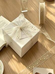 1 Roll 500/1000cm Ribbon - 2.49cm Wide, Heart & Star Print With "For You" Text, Suitable For Sewing, Crafts, Wedding Party Decoration And Clothing Embellishment - Multicolor - View 8
