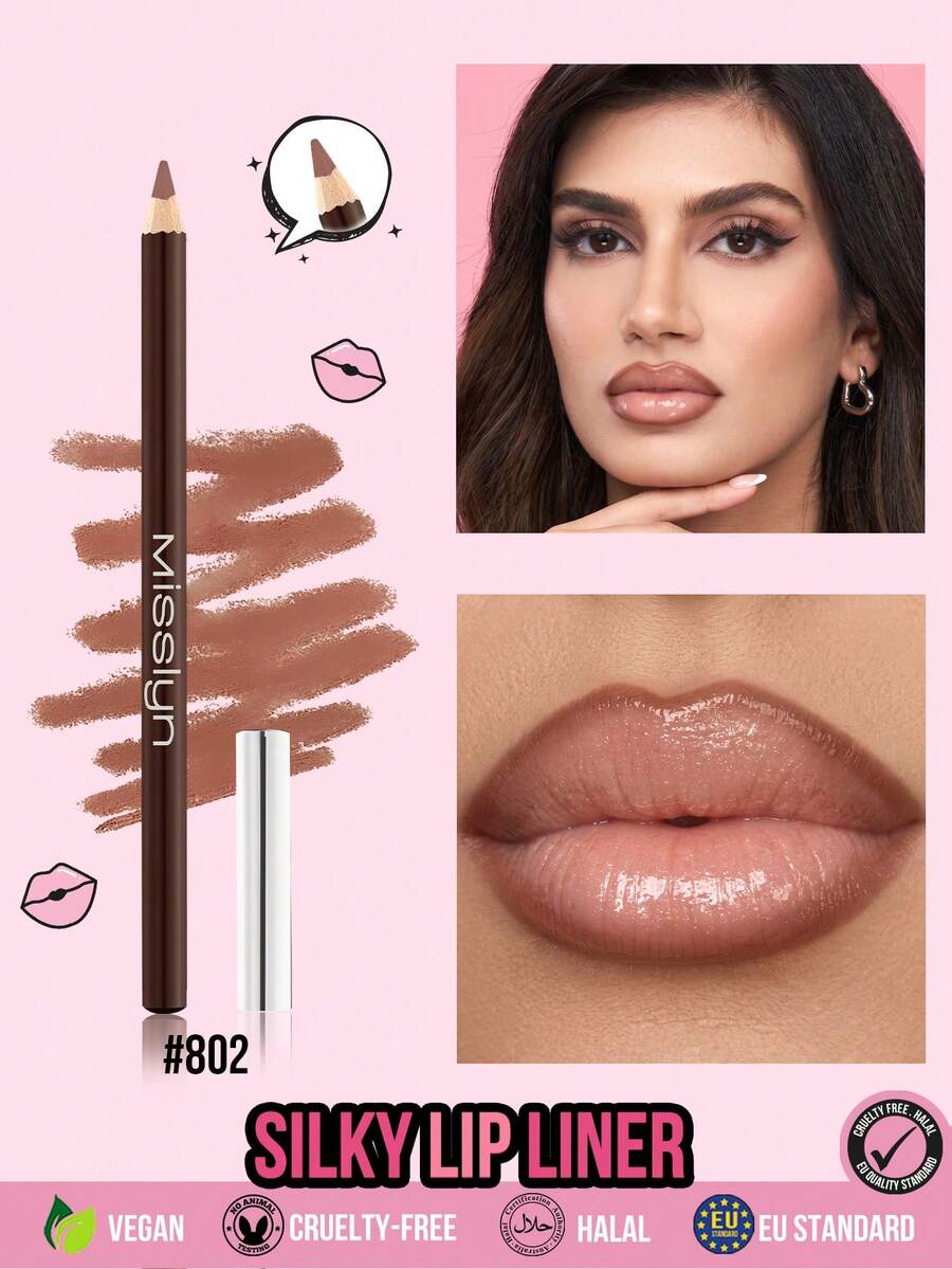 MISSLYN 1pc Silky Lip Liner Pencil, Long-Lasting Matte Lip Makeup Pencil, Fine Creamy Texture, Precise Tip For Lip Contouring, Smudge-Proof Easy Application, Daily Wear, Party And Y2K Style, Beauty Gift