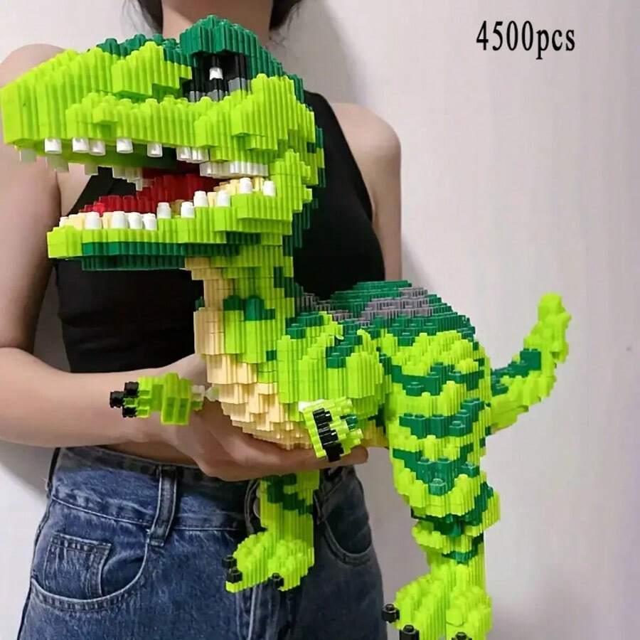 4500pcs Green Dinosaur Tyrannosaurus Rex Building Blocks Toy, Suitable For Party And Games, Can Be Used As Gift - Adult Stress Relief Toy, Home Decor Gift, Puzzle Fashion Gift. - Multicolor - View 1