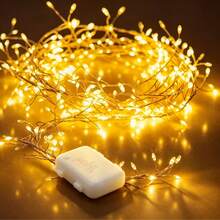 50/100/200LED Silver Wire Firecracker String Lights, Warm White 8 Modes Adjustable Brightness Lights, Battery Operated Timer IP44 Waterproof Lighting For Eid Wedding Patio Holiday Outdoor Decor - Battery-powered Firecracker Lights - View 10
