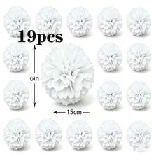 19pcs Handmade Paper Flower Balls, Suitable For Indoor/Outdoor Hanging Decoration, Outdoor Holiday Party Decoration, Photography Props, Spring Decoration, Valentine's Day Party Decoration, Romantic Wedding Photography Props - Red - View 18