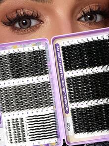 MENGJIESHANGPIN 678pcs Spikes+300+40D+600+800+100D Mixed Pack False Eyelashes Set 10-18mm Single Cluster Dense Style Realistic Curly With Glue Tweezers Remover Liquid Tool Kit - Black - View 11