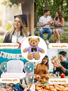 Gấu bông Teddy in ảnh tùy chỉnh, búp bê nhồi bông cá nhân hóa dễ thương, quà tặng sinh nhật Giáng sinh cho trẻ em và cặp đôi - Nhiều màu - Xem 3