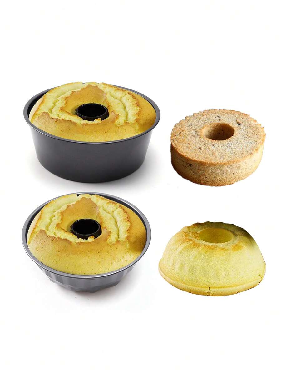 1pc Chiffon Cake Hollow Mold, Straight/Pattern Two Styles Optional, Home Baking Carbon Steel Baking Pan, 24-25cm Two Sizes, Gugelhupf Pattern Cake Mold, Non-Stick Easy Release Baking Tool, Oven-Specific Cake Baking Pan - View 1